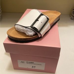 Intentionally Blank White Leather Sandals